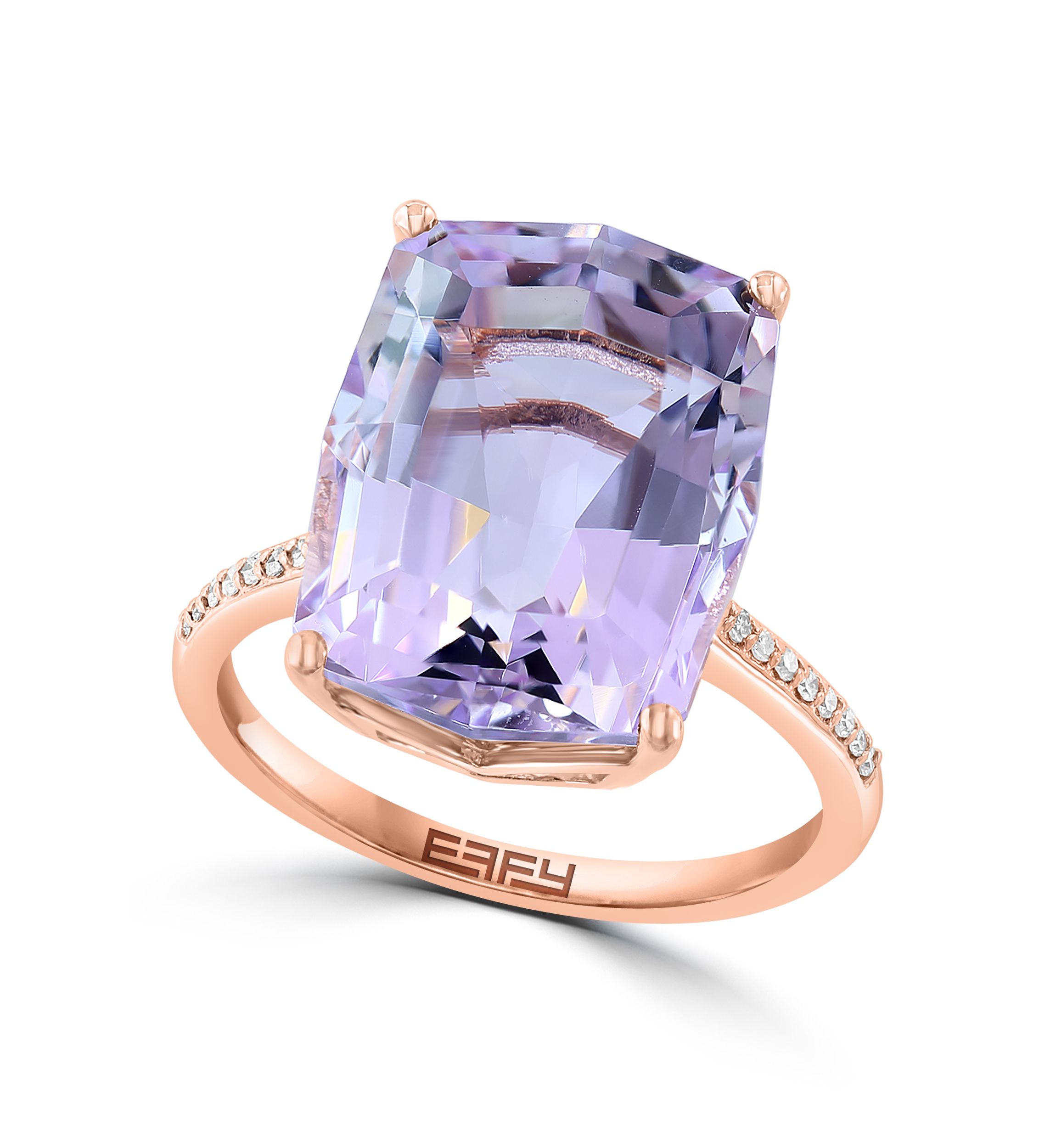 Diamond and Pink Amethyst Ring in 14K Rose Gold