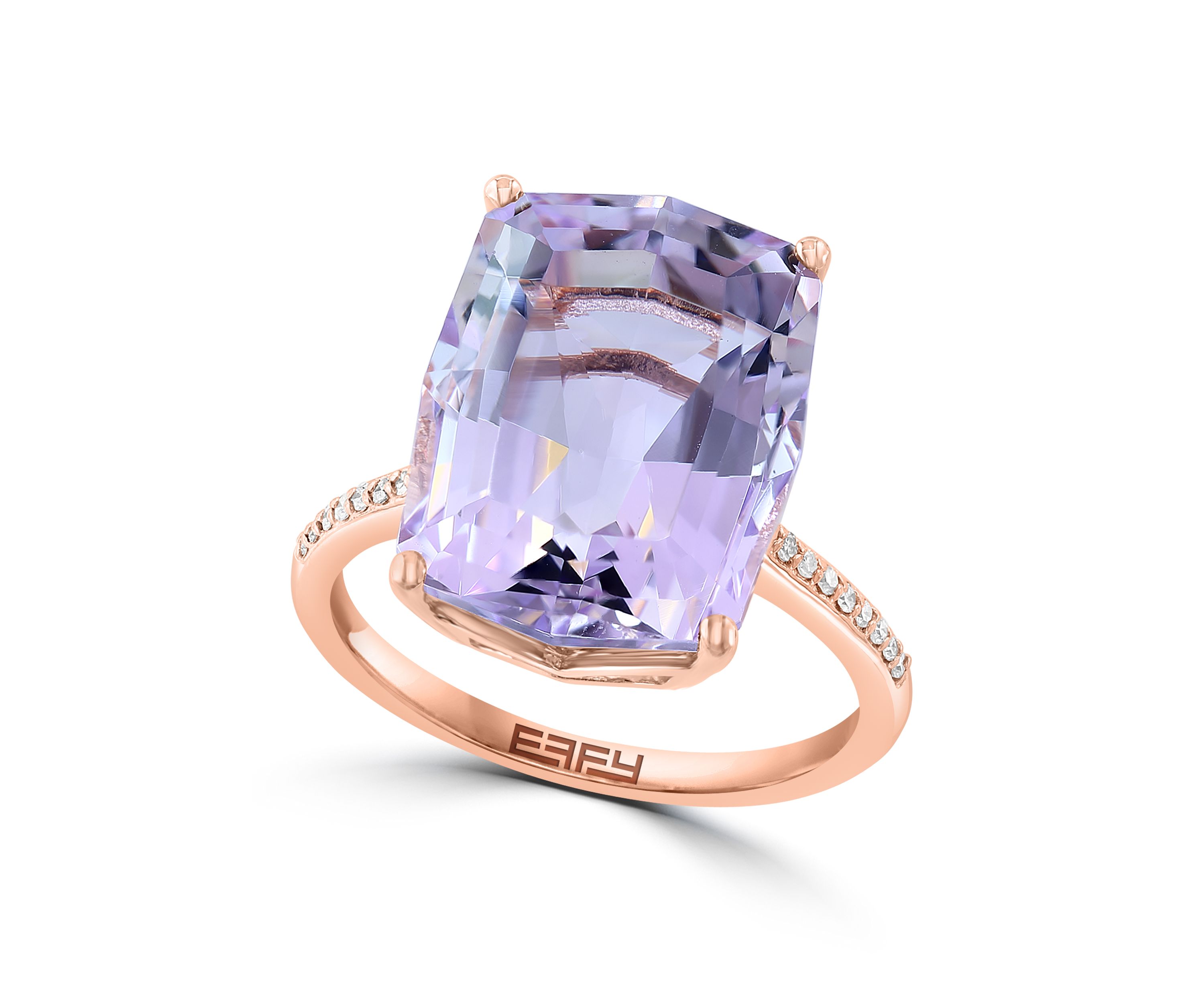 Diamond and Pink Amethyst Ring in 14K Rose Gold