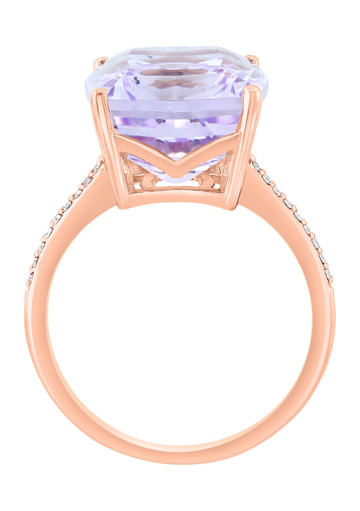 Diamond and Pink Amethyst Ring in 14K Rose Gold