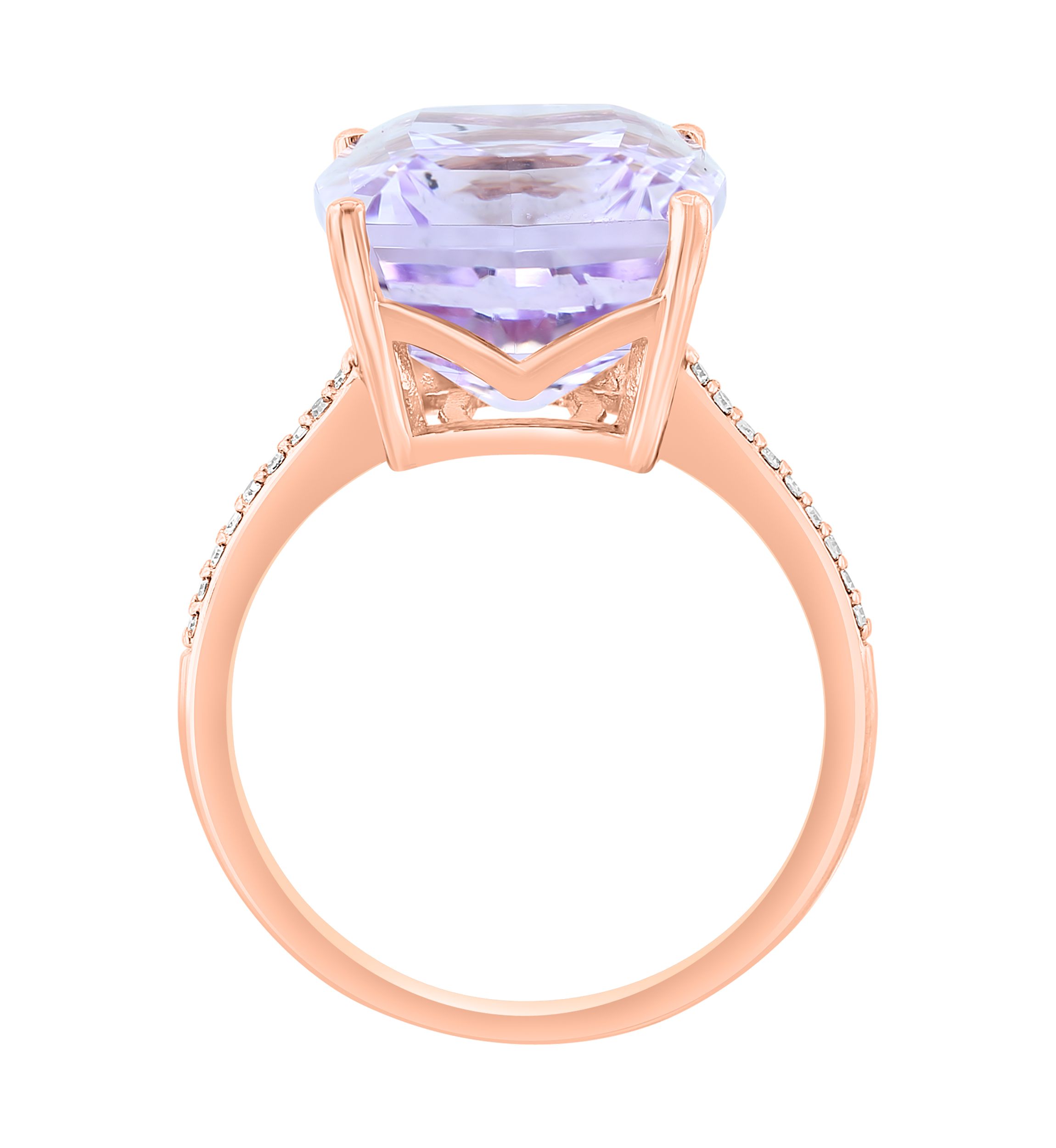 Diamond and Pink Amethyst Ring in 14K Rose Gold