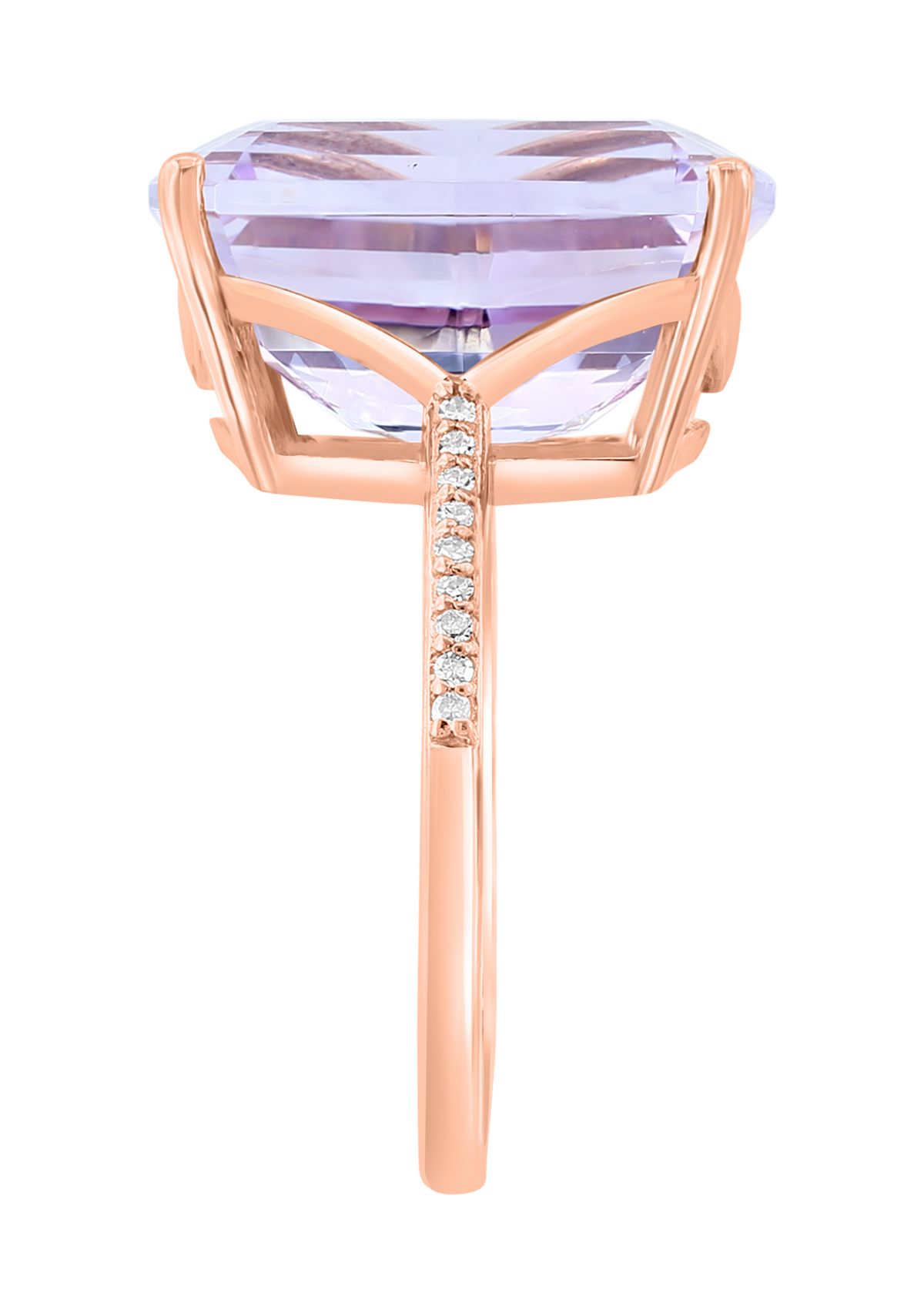 Diamond and Pink Amethyst Ring in 14K Rose Gold