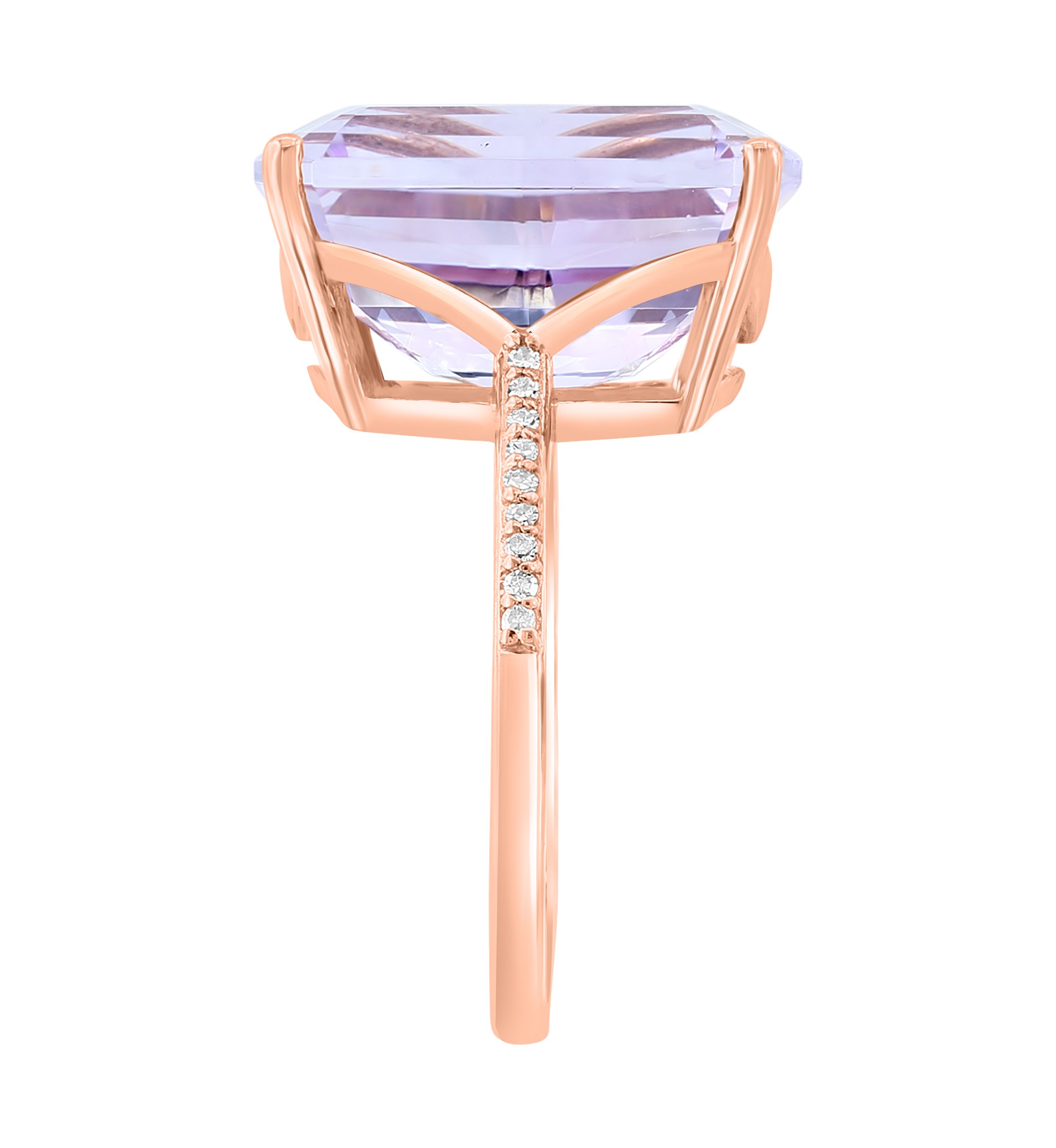 Diamond and Pink Amethyst Ring in 14K Rose Gold