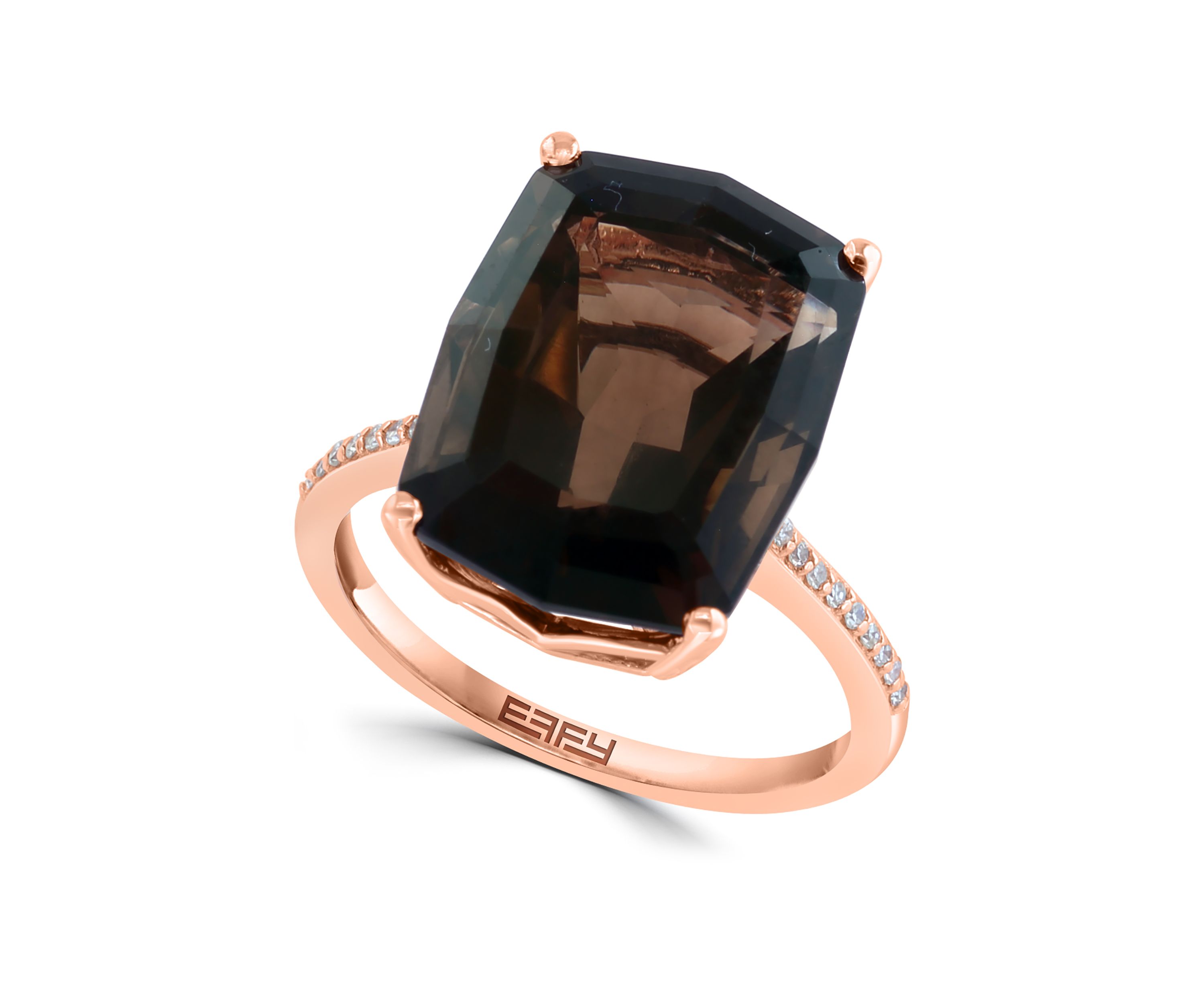 Diamond and Smoky Quartz Ring in 14K Rose Gold
