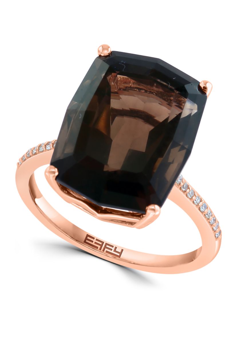 Diamond and Smoky Quartz Ring in 14K Rose Gold