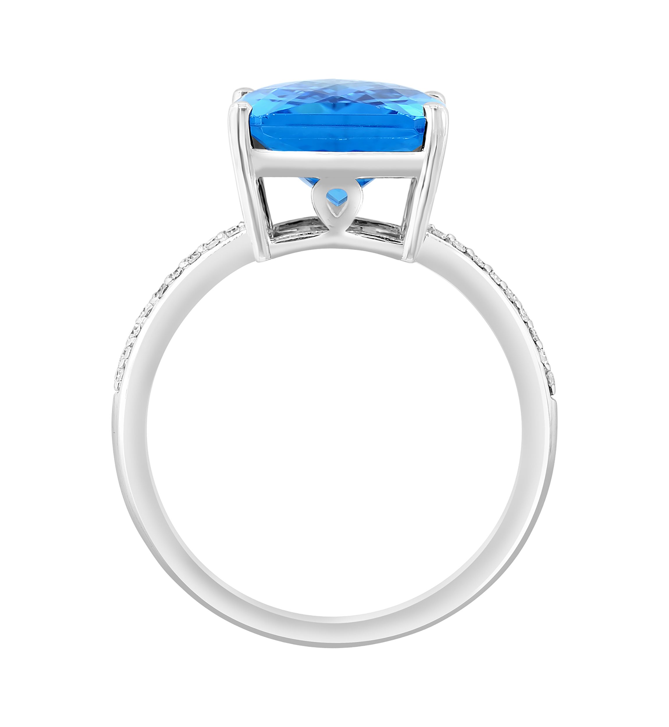  14K White Gold Diamond Blue Topaz Ring 