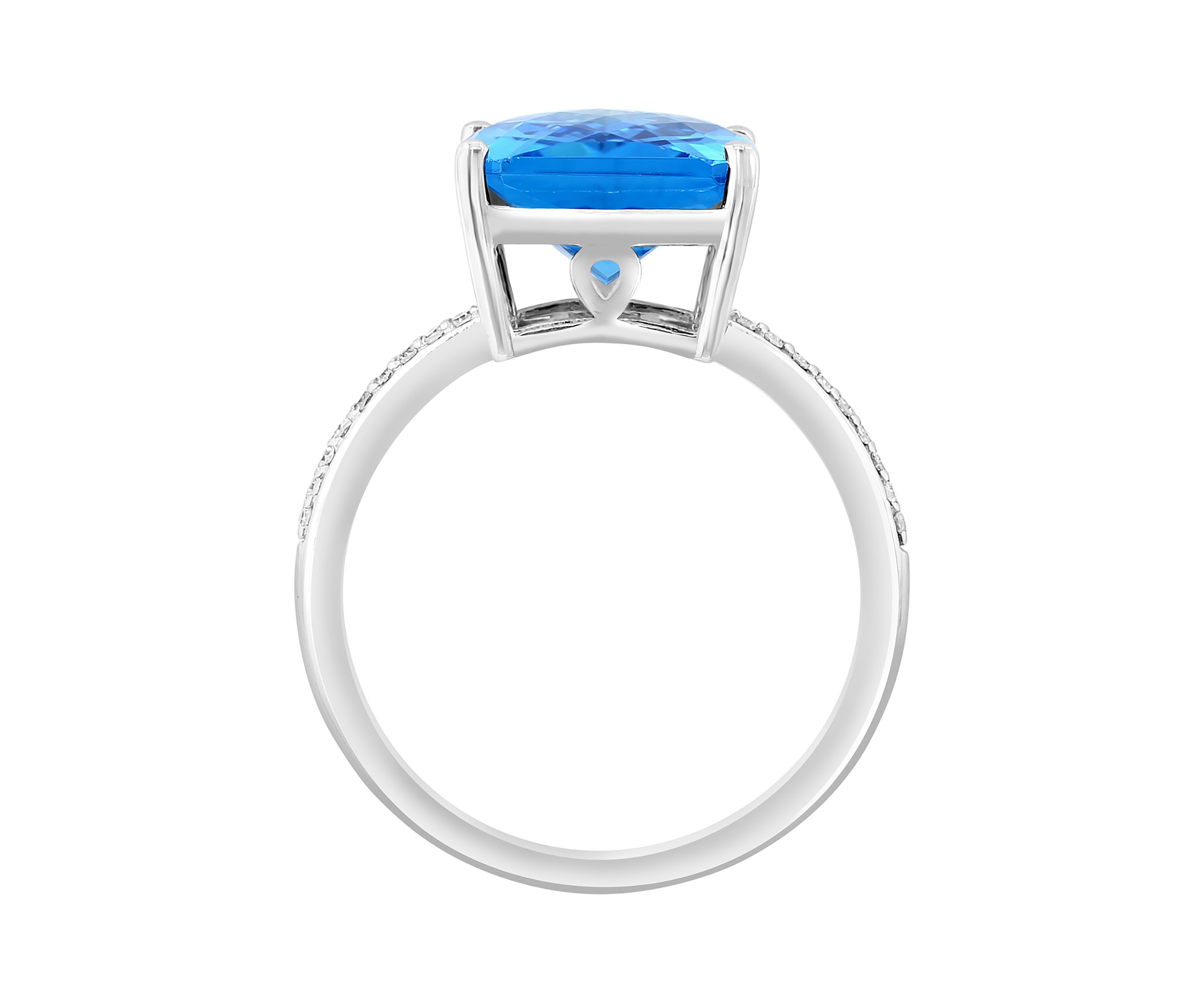  14K White Gold Diamond Blue Topaz Ring 