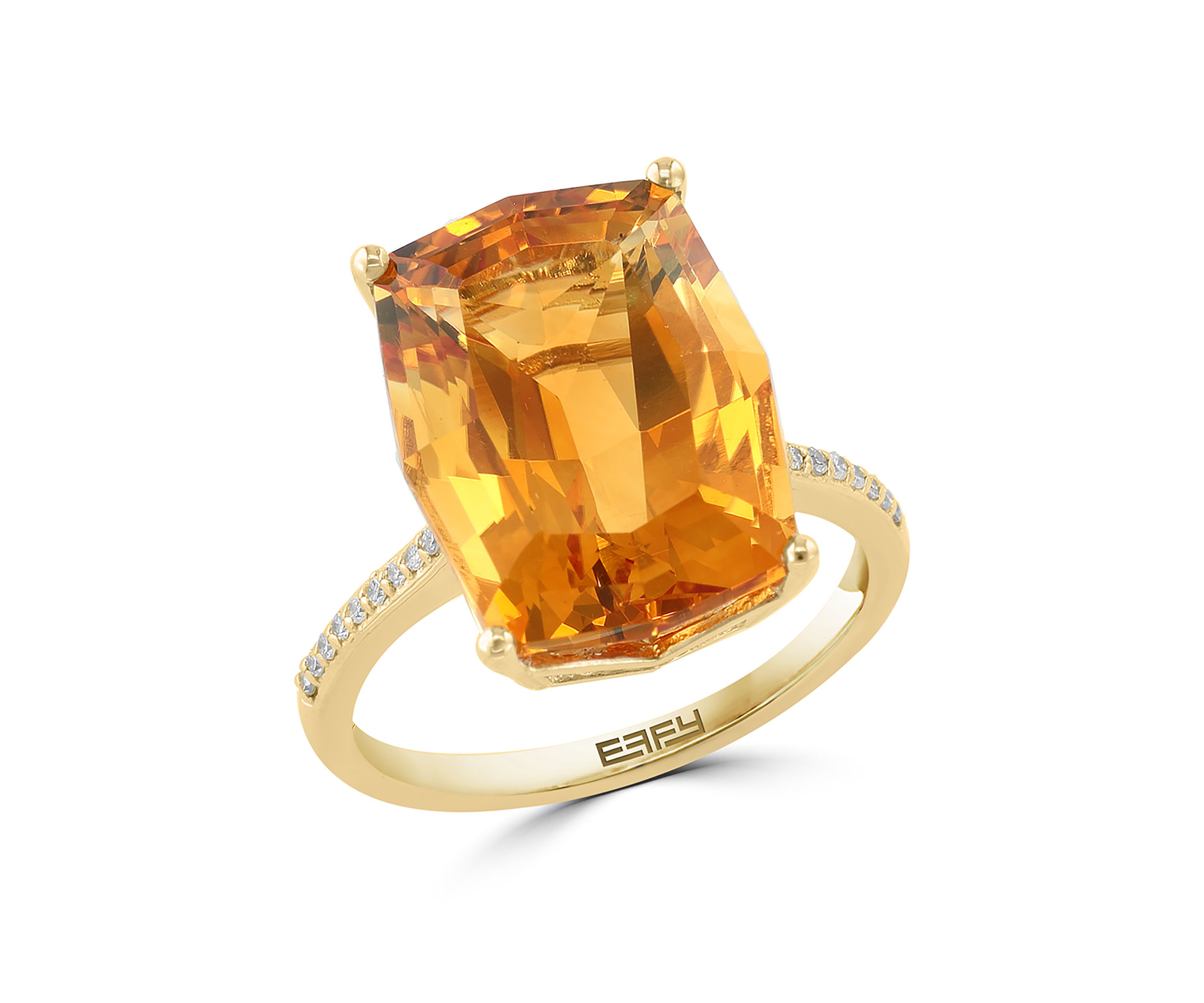 Diamond and Citrine Ring in 14K Yellow Gold