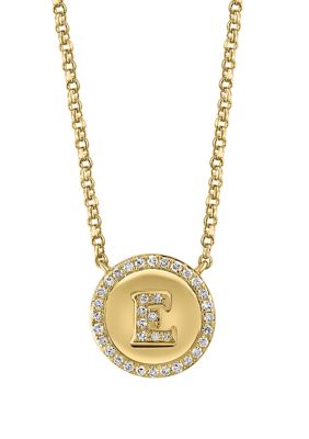 Effy 1/6 Ct. T.w. Diamond Initial Necklace In Gold Plated Sterling Silver