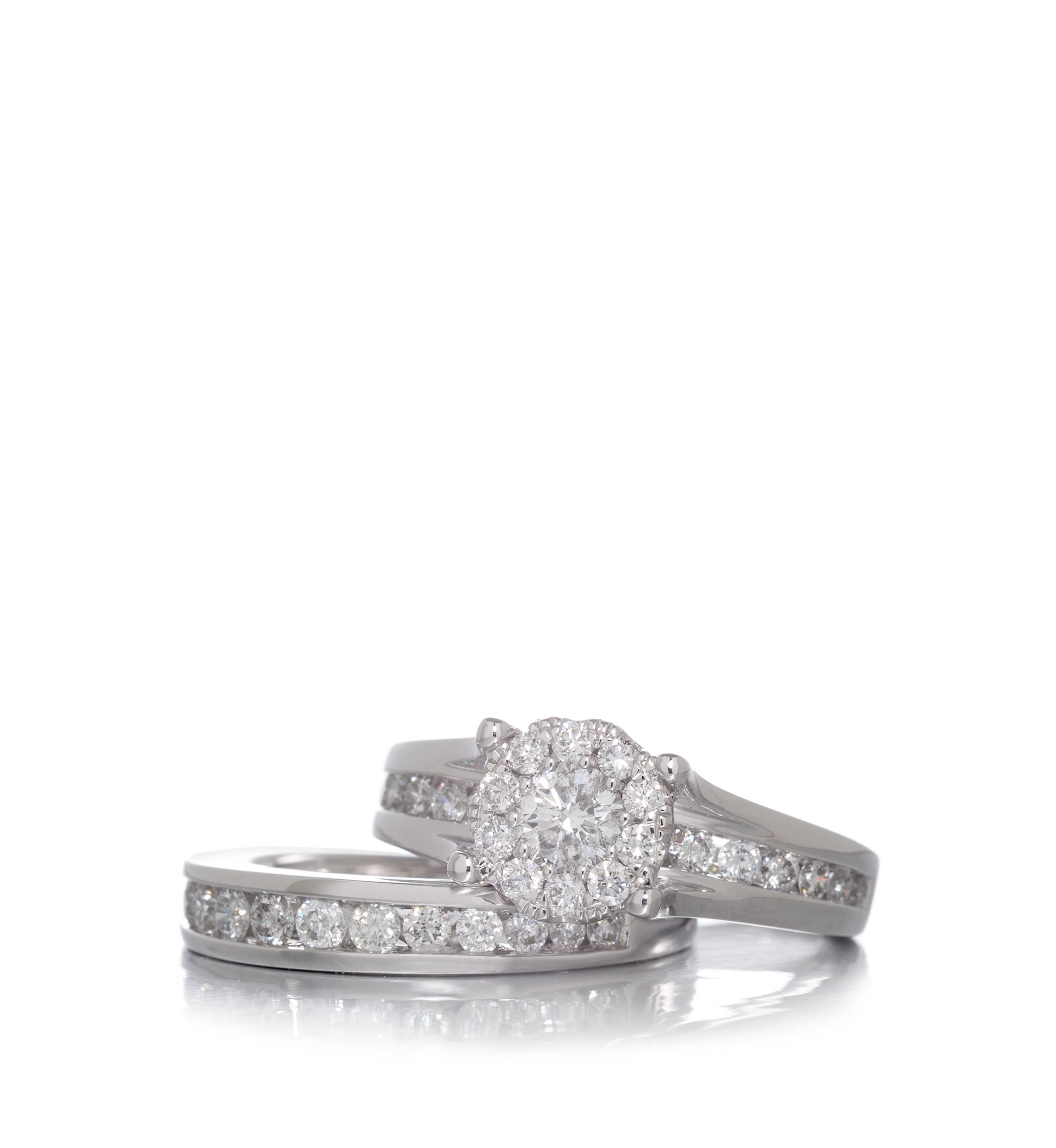 1.48 ct. t.w. Diamond Engagement and Wedding Band Set in 14K White Gold