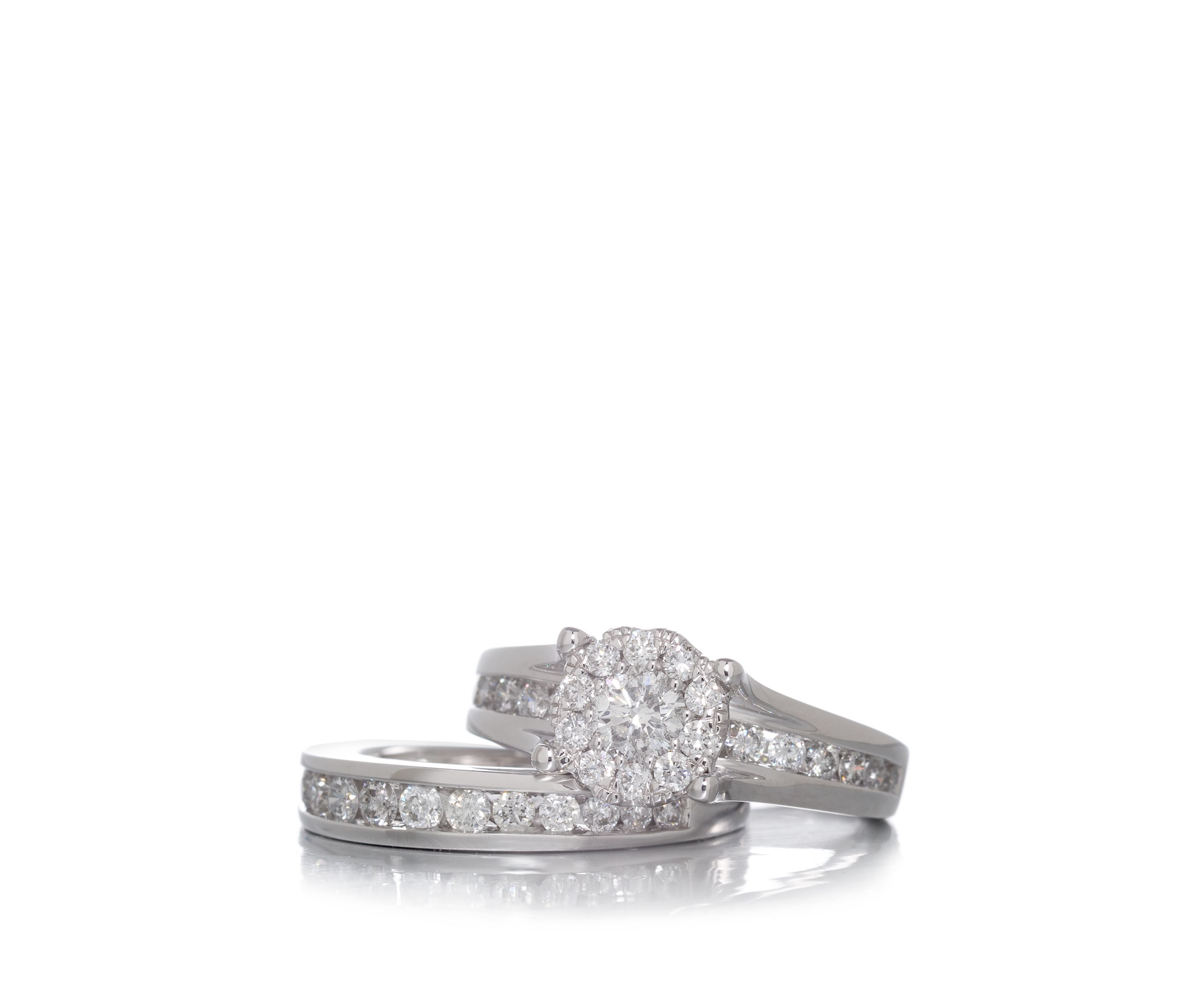 1.48 ct. t.w. Diamond Engagement and Wedding Band Set in 14K White Gold