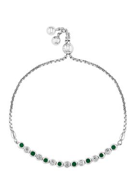 Effy 1/4 Ct. T.w. Diamond And 3/8 Ct. T.w. Emerald Bracelet In 14K White Gold