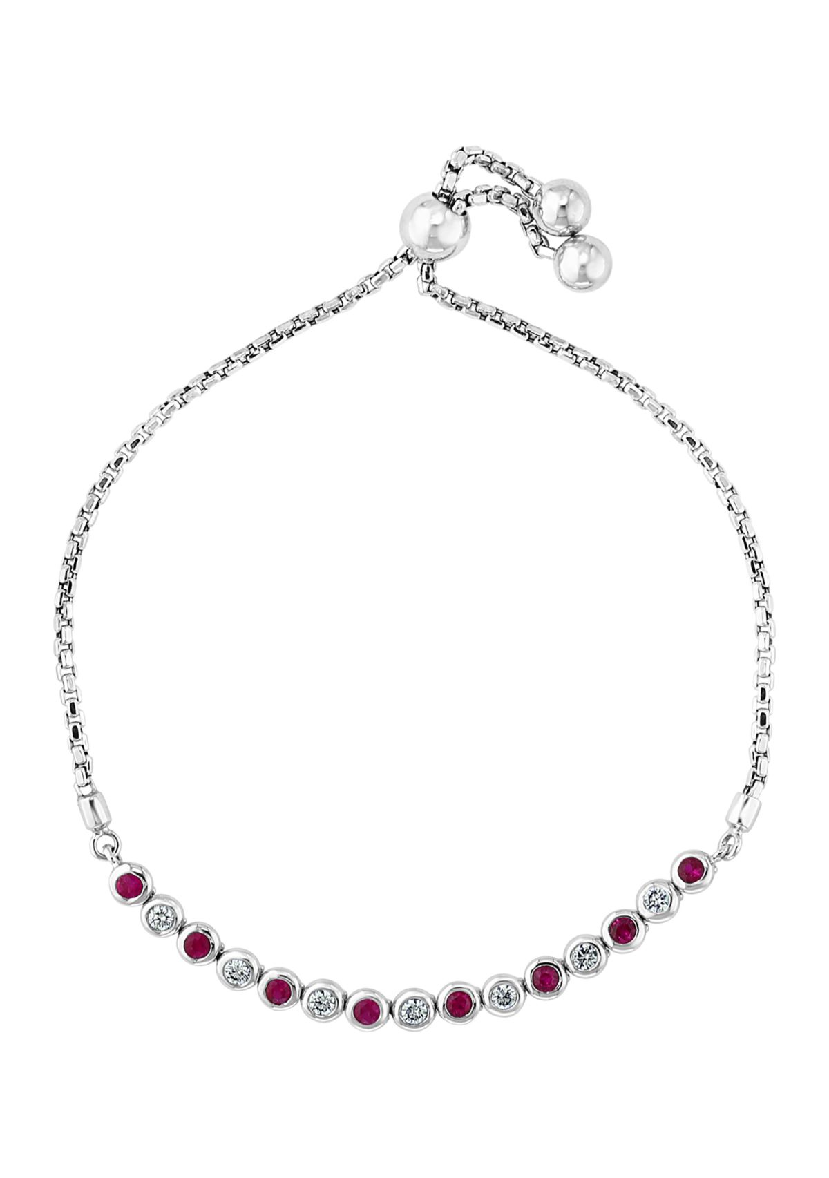 1/4 ct. t.w. Diamond and 1/2 ct. t.w. Ruby Bracelet in 14K White Gold