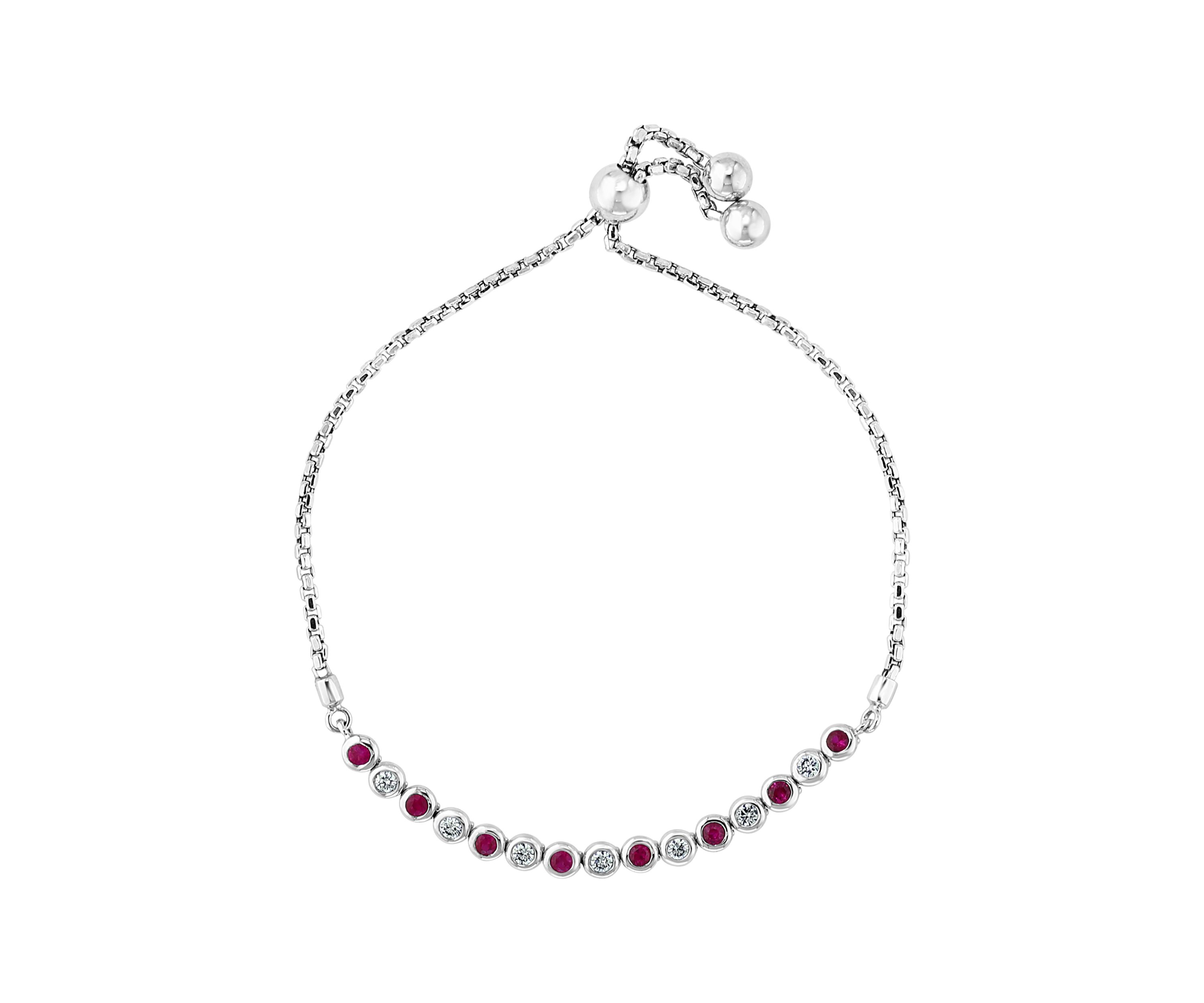 1/4 ct. t.w. Diamond and 1/2 ct. t.w. Ruby Bracelet in 14K White Gold