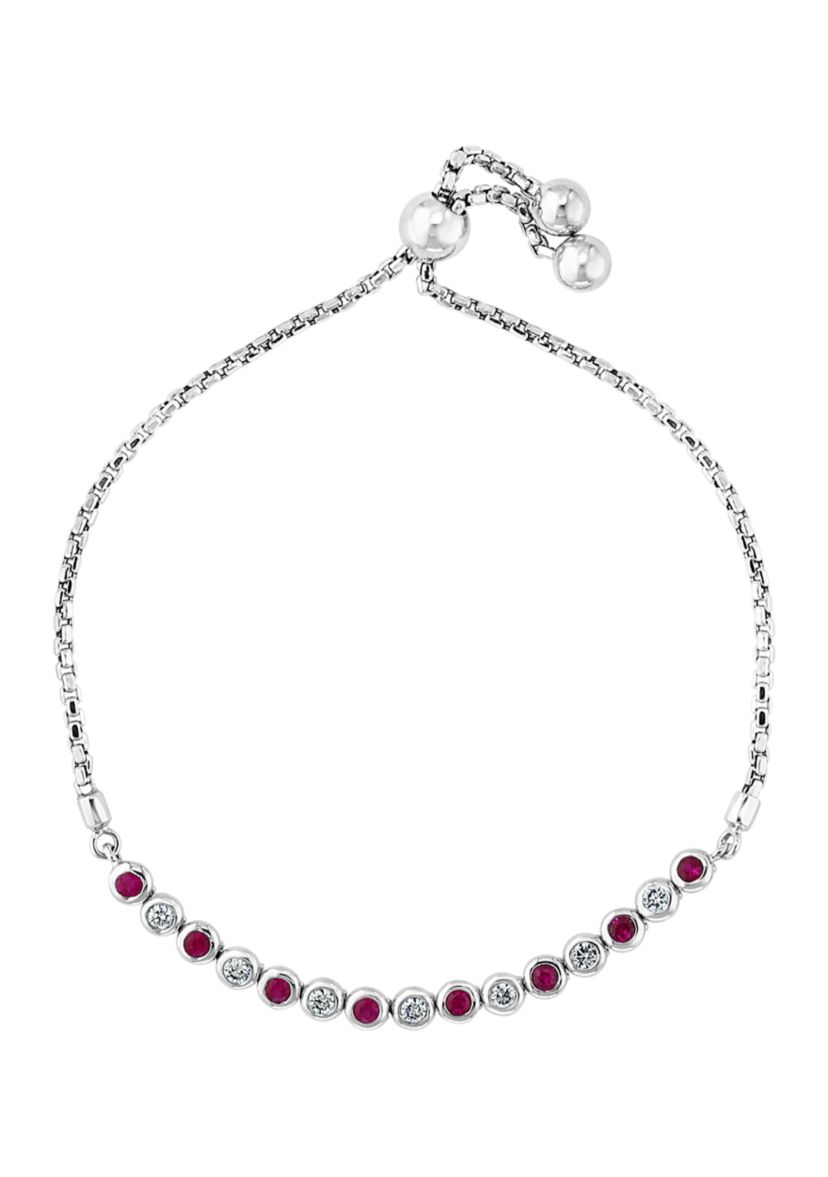 1/4 ct. t.w. Diamond and 1/2 ct. t.w. Ruby Bracelet in 14K White Gold