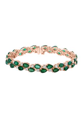 Effy 2.12 Ct. T.w. Emerald, 13.68 Ct. T.w. Diamond Bracelet In 14K Rose Gold