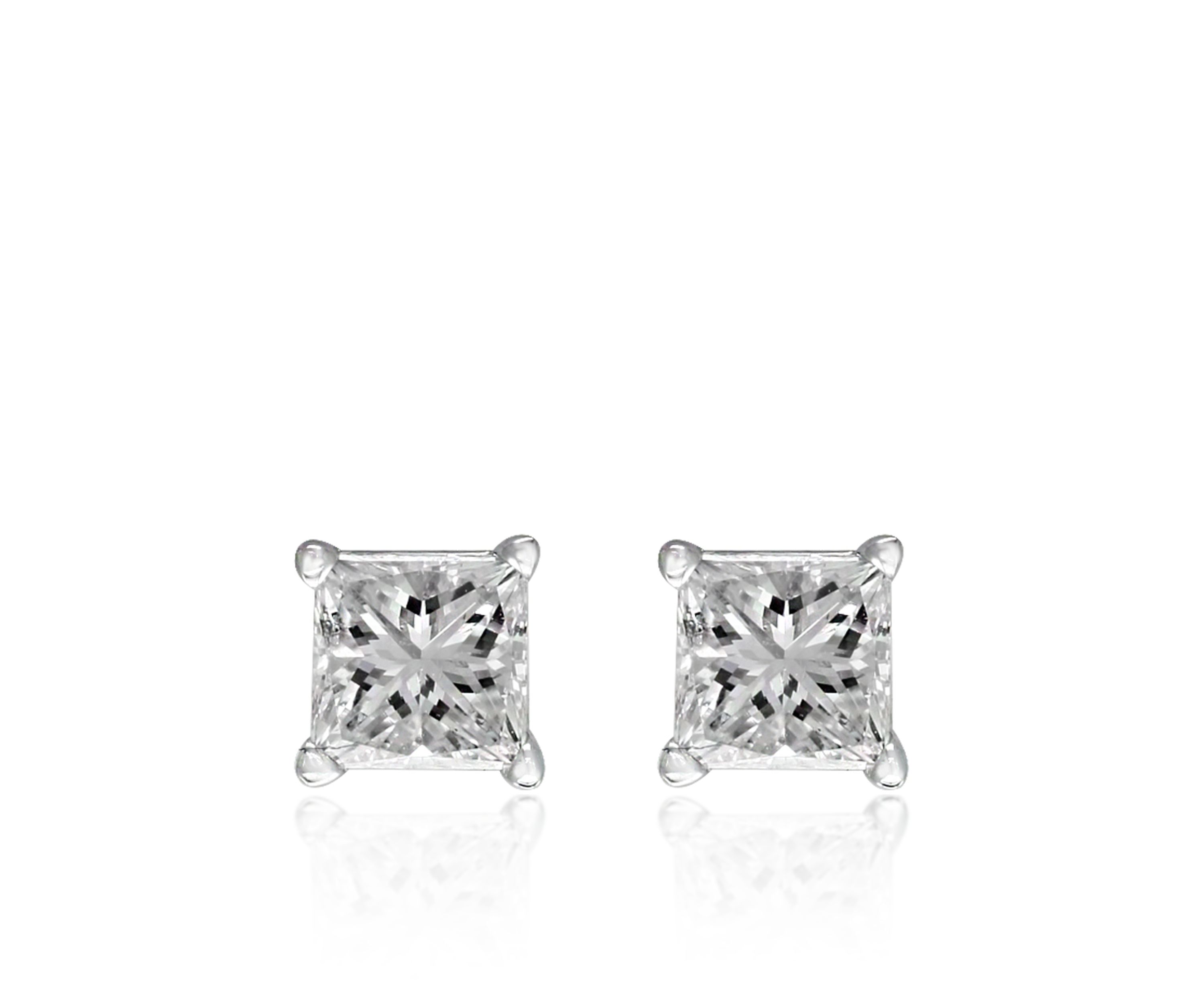 1/2 ct. t.w. Princess Cut Diamond Studs in 14K White Gold