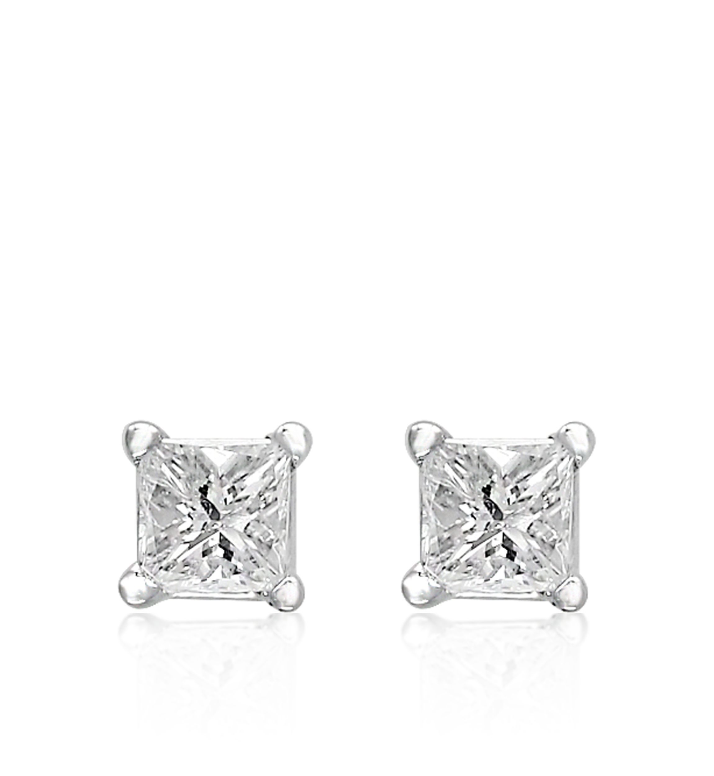 1/6 ct. t.w. Diamond Princess Cut Studs in 14K White Gold