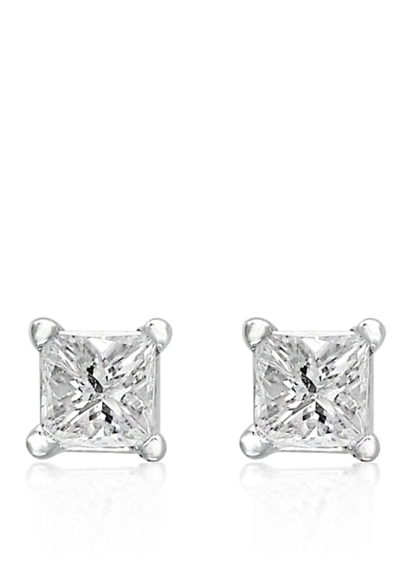 1/6 ct. t.w. Diamond Princess Cut Studs in 14K White Gold