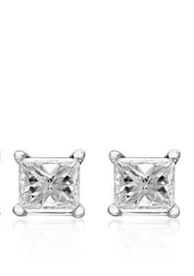 Effy 1/4 Ct. T.w. Princess Cut Diamond Stud Earrings In 14K White Gold -  0607649750831
