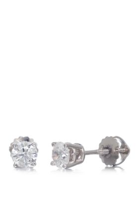 Effy 1 2 Ct T W Classic Diamond Stud Earrings In 14k White Gold Belk