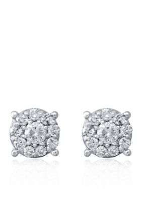 Effy 1/2 Ct. T.w. Diamond Cluster Earrings In 14K White Gold