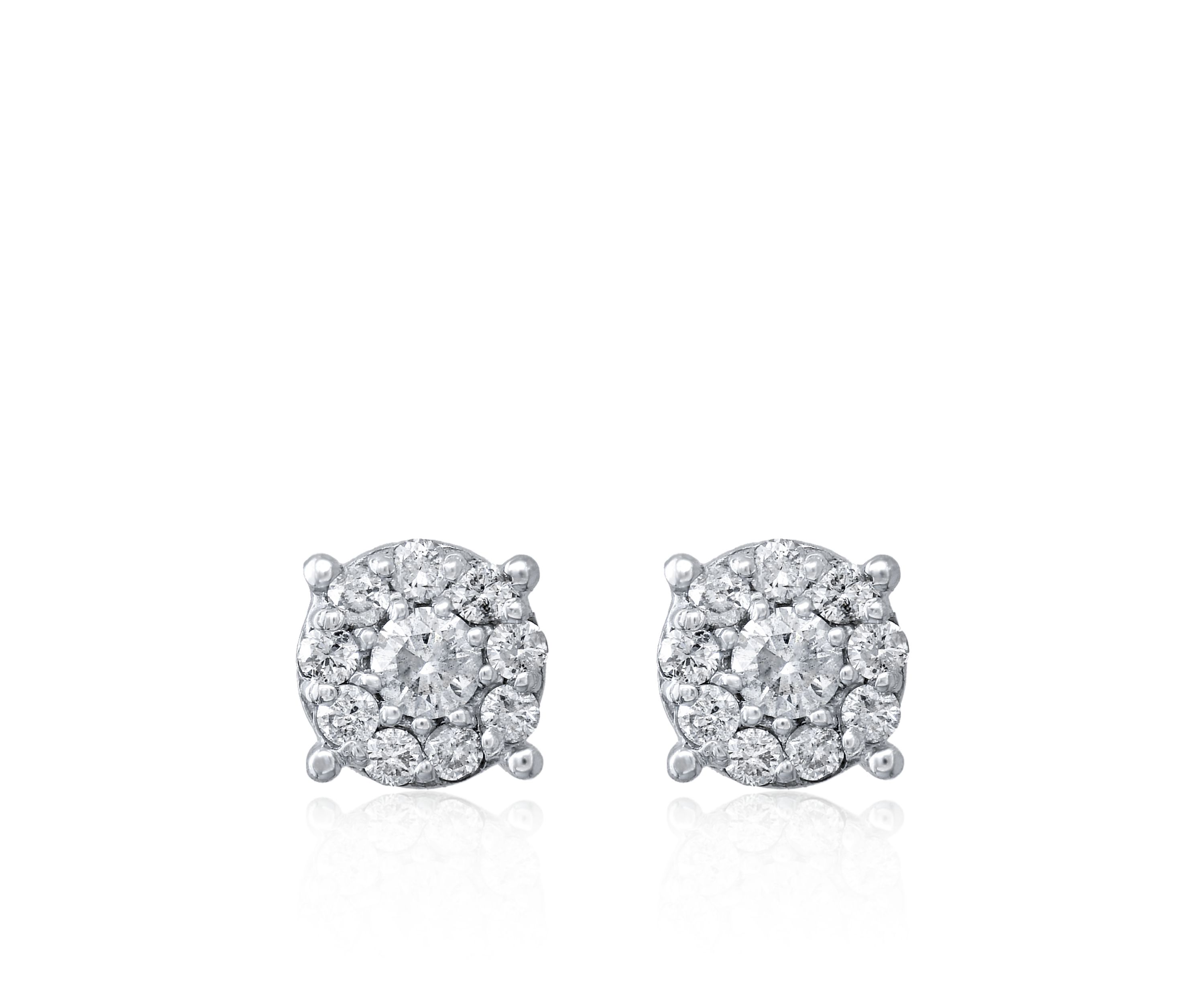 1/2 ct. t.w. Diamond Cluster Earrings in 14K White Gold