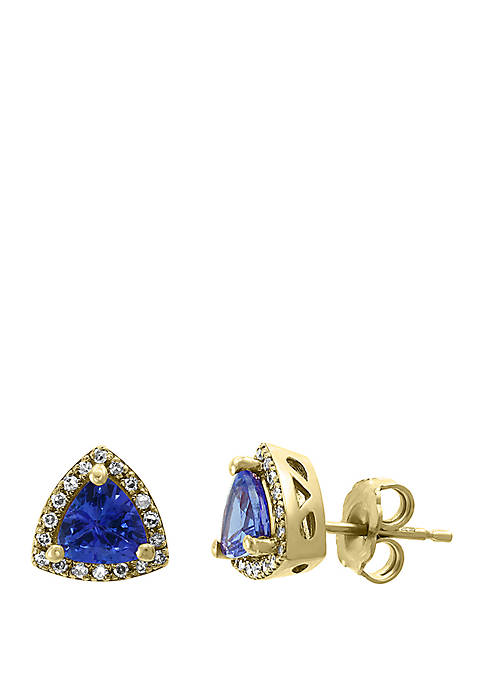 1/8 ct. t.w. Diamond and 1.05 ct. t.w. Tanzanite Earrings in 14k Yellow Gold