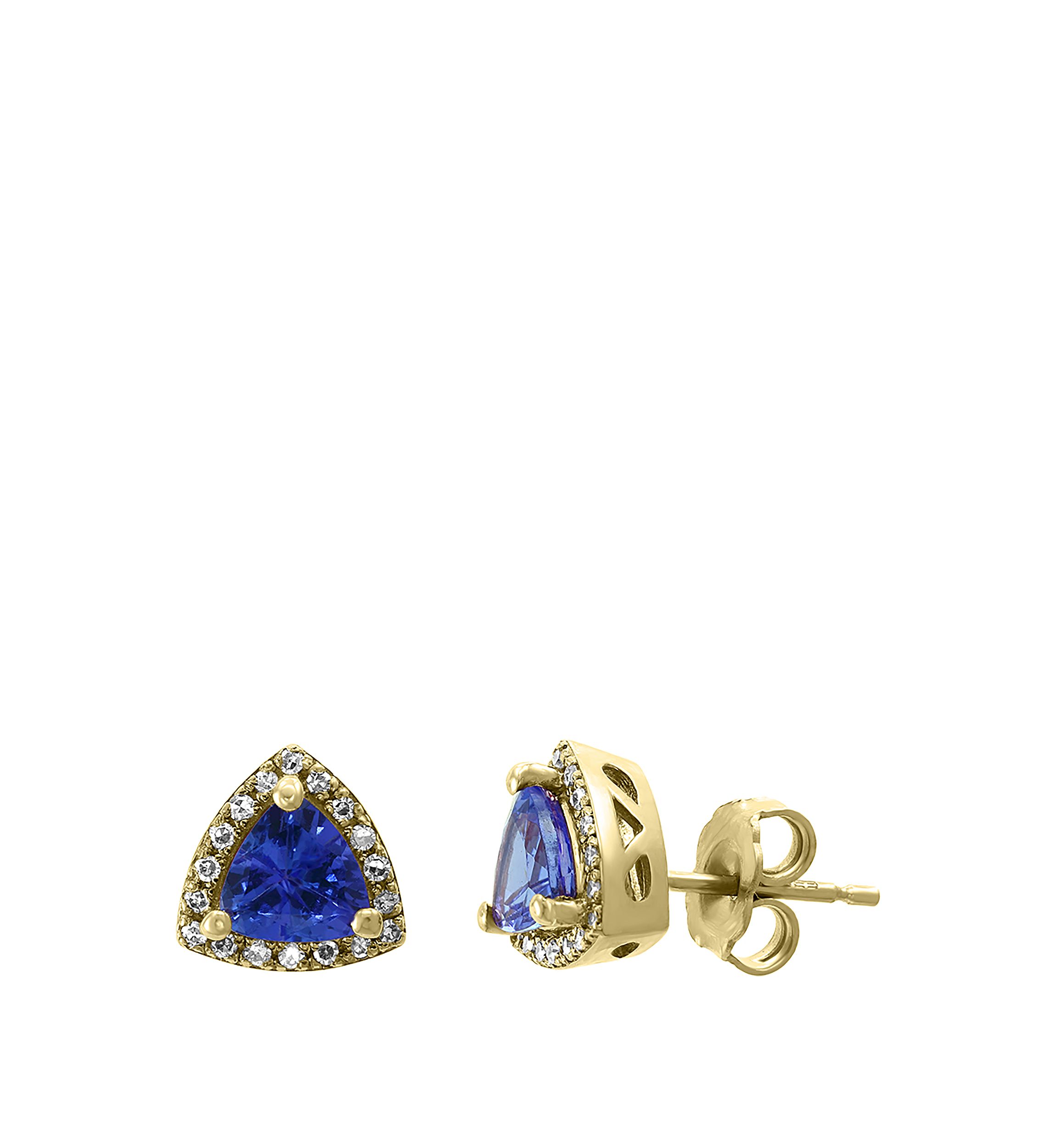 1/8 ct. t.w. Diamond and 1.05 ct. t.w. Tanzanite Earrings in 14k Yellow Gold