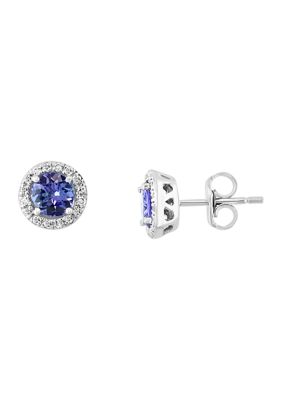 Effy RoyalÃ© 1/8 Ct. T.w. Diamond And 7/8 Ct. T.w. Tanzanite Earrings In 14K White Gold -  0191120038896