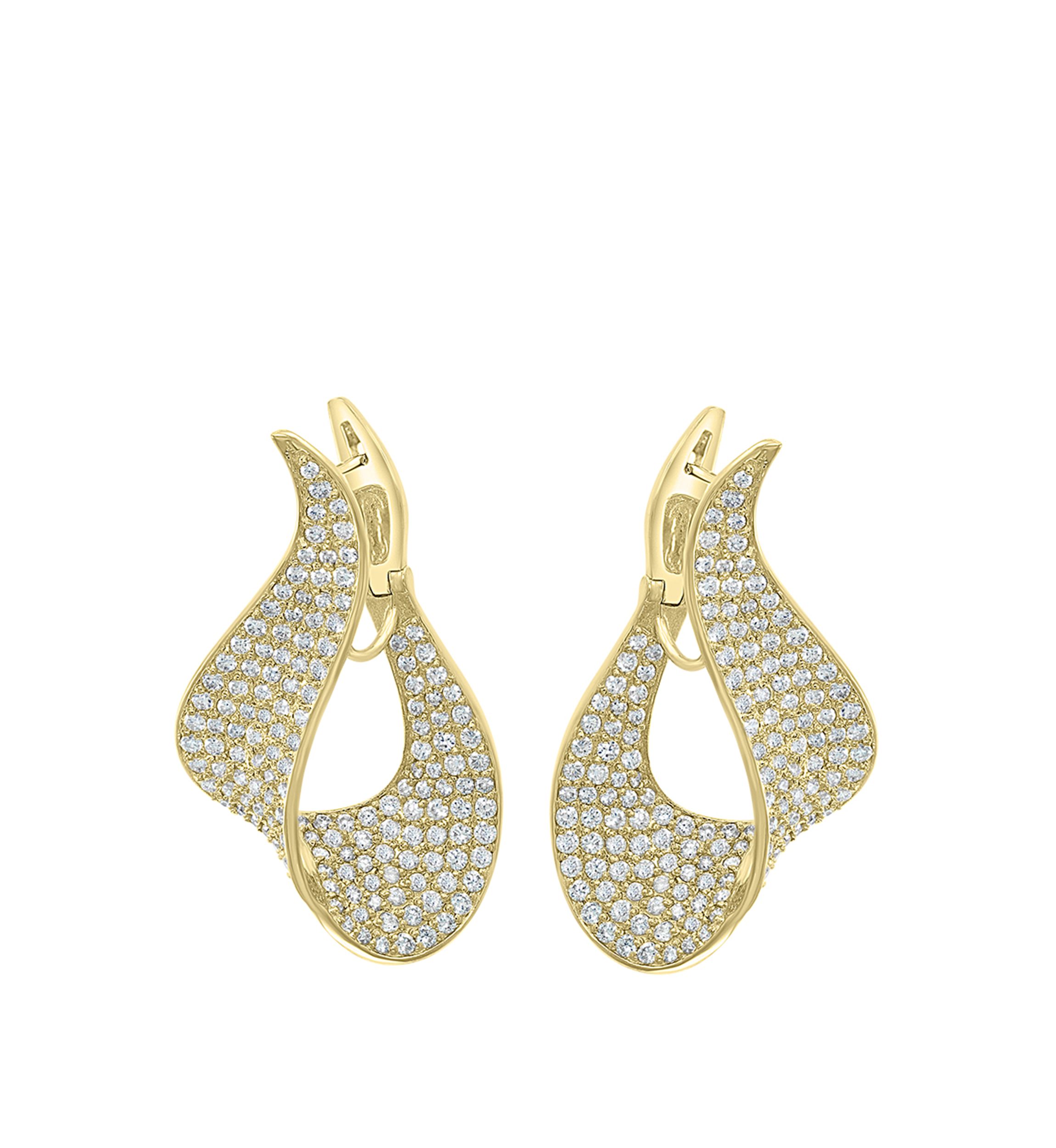 4.83 ct. t.w. Diamond Pavé Set Earrings in 14K Yellow Gold 