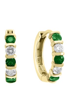 Effy 3/8 ct. t.w. Diamond and 5/8 ct. t.w. Natural Emerald Earrings in 14k Yellow Gold -  5400452EP0BT94DE4