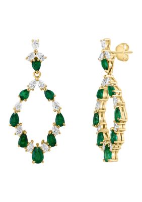 Effy Diamond And Emerald Statement Earrings In 14K Yellow Gold