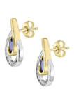 1/6 ct. t.w. Diamond and 7/8 ct. t.w. Tanzanite Earrings in 14K Two Tone Gold