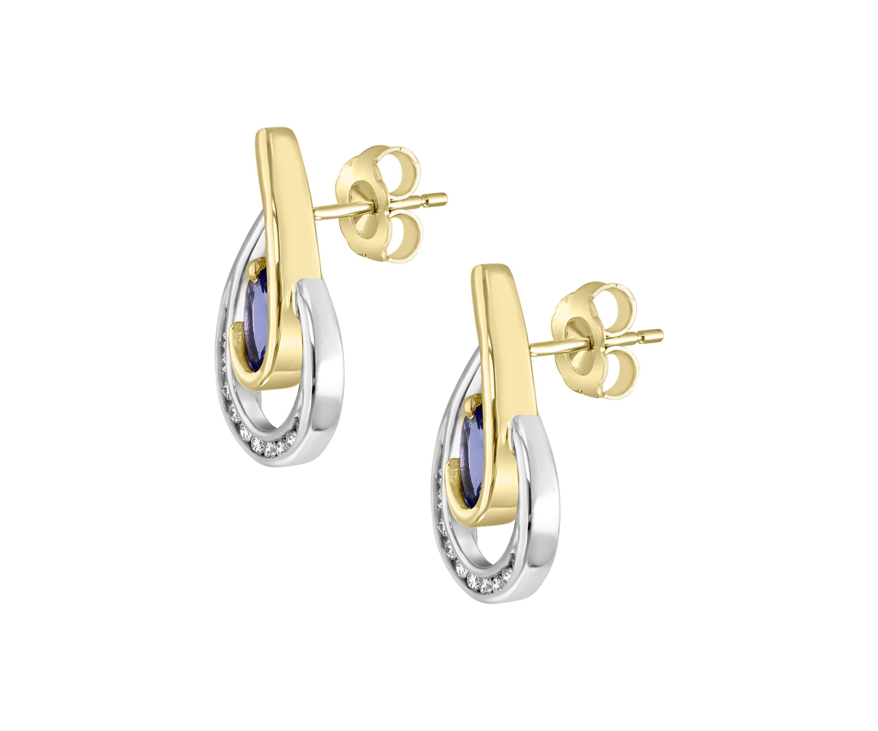 1/6 ct. t.w. Diamond and 7/8 ct. t.w. Tanzanite Earrings in 14K Two Tone Gold