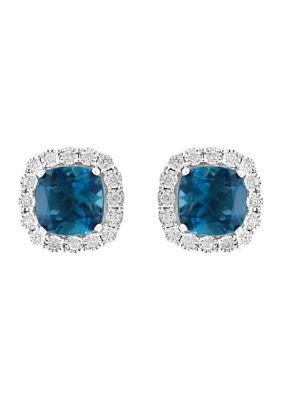 Effy 1/3 Ct. T.w. Diamond And 5.85 Ct. T.w. Blue Topaz Earrings In 14K White Gold