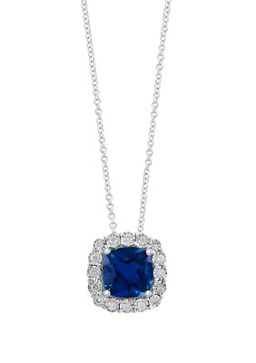 Effy 1/4 Ct. T.w. Diamond And 4.45 Ct. T.w. Blue Topaz Pendant Necklace In 14K White Gold