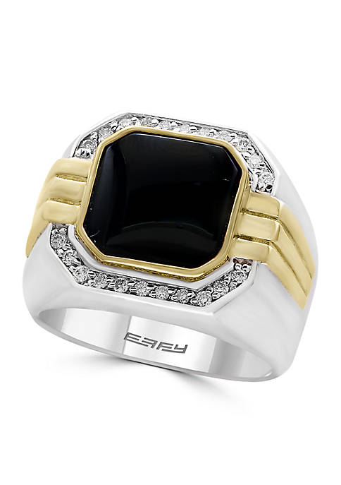 Effy® Sterling Silver 14k Yellow Gold Diamond Onyx