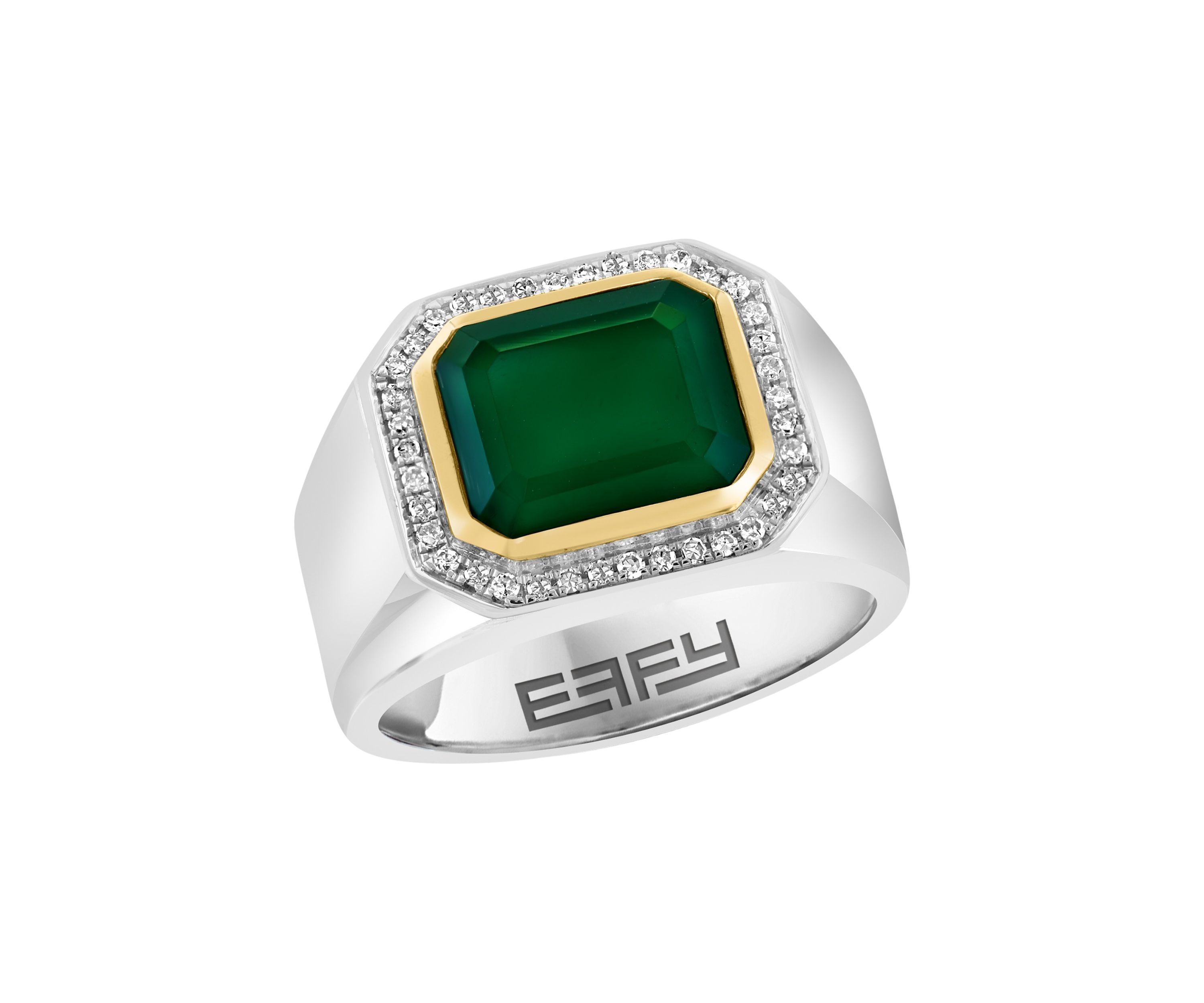 1/5 ct. t.w. Diamond and Green Onyx Ring in Sterling Silver