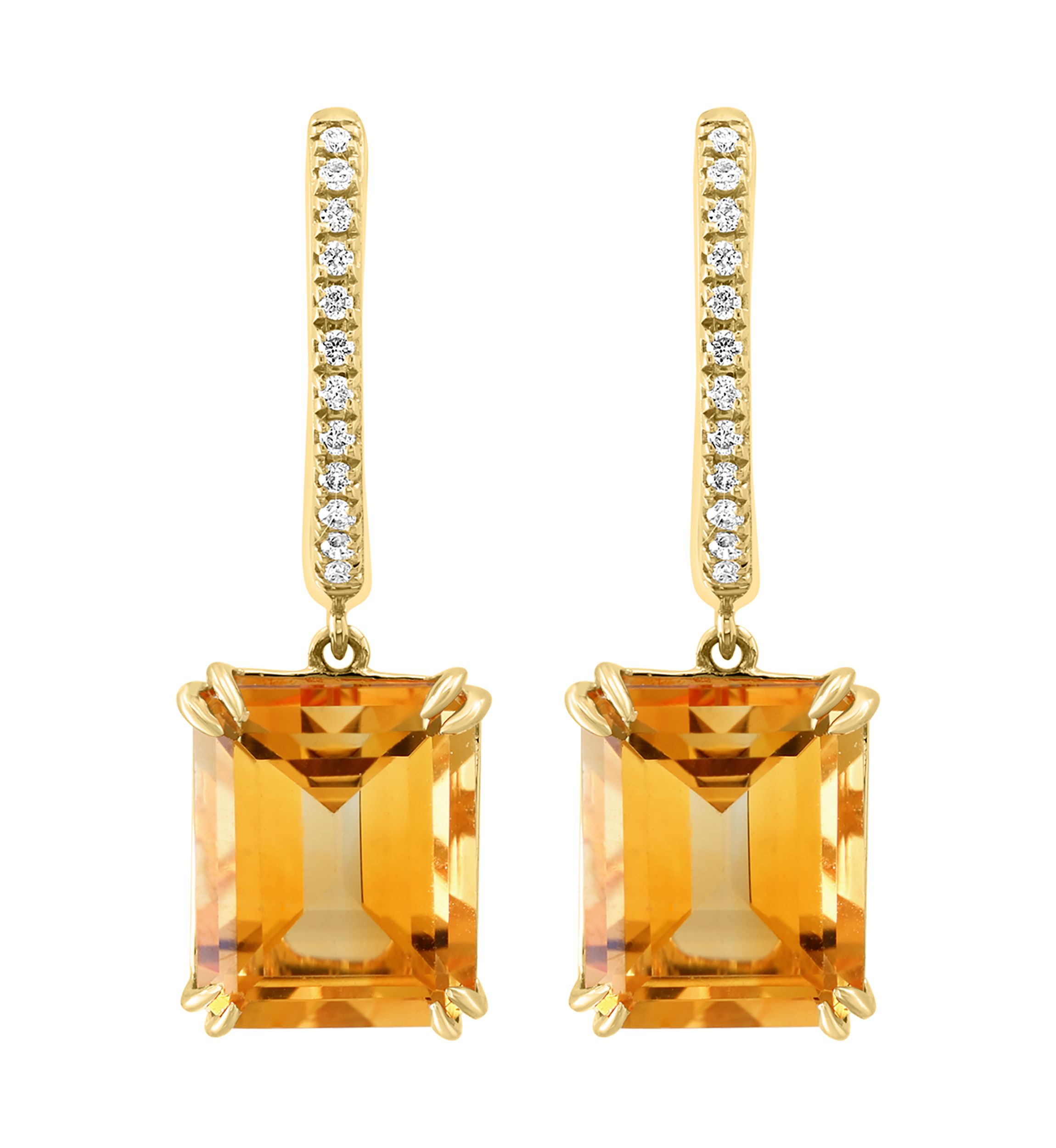 1/10 ct. t.w. Diamond, 6.4 ct. t.w. Citrine Earrings in 14K Yellow Gold