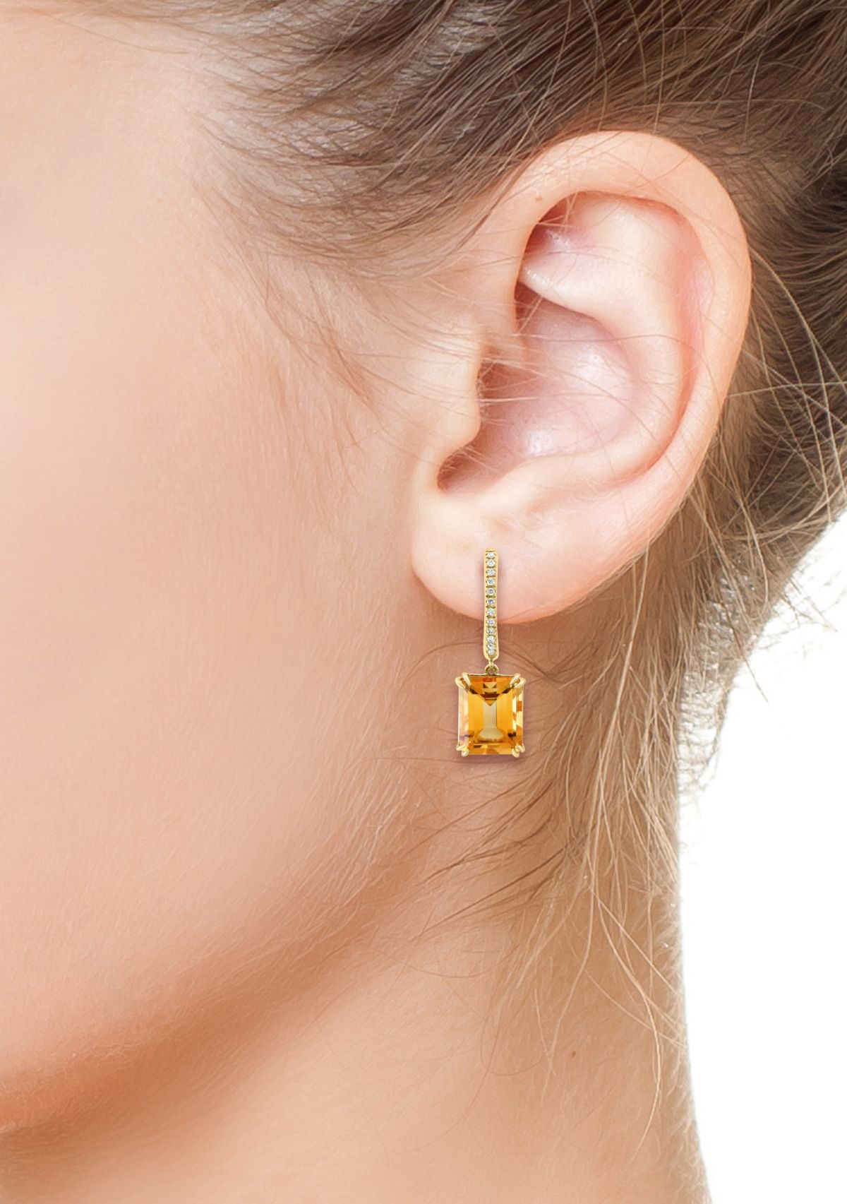 1/10 ct. t.w. Diamond, 6.4 ct. t.w. Citrine Earrings in 14K Yellow Gold