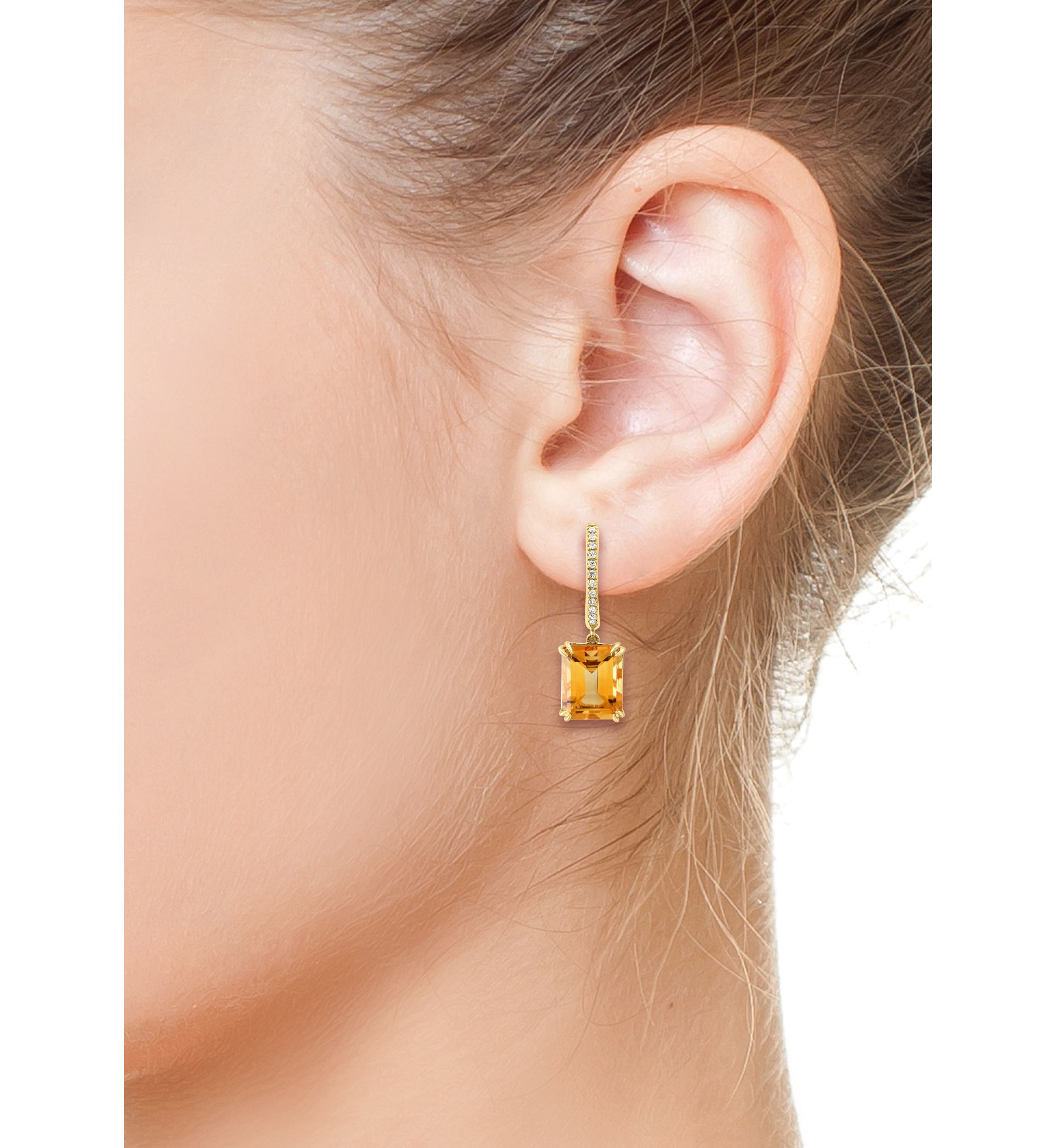 1/10 ct. t.w. Diamond, 6.4 ct. t.w. Citrine Earrings in 14K Yellow Gold