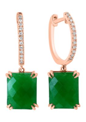 Effy 1/10 Ct. T.w. Diamond, 8.8 Ct. T.w. Jade Earrings In 14K Rose Gold