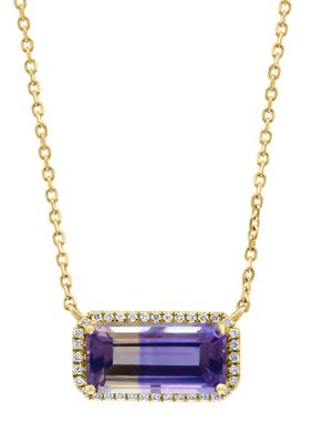 Effy 1/10 Ct. T.w. Diamond And 2.65 Ct. T.w. Ametrine Pendant Necklace In 14K Yellow Gold