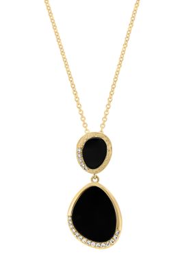 Effy 14K Yellow Gold Diamond, Onyx Pendant Necklace