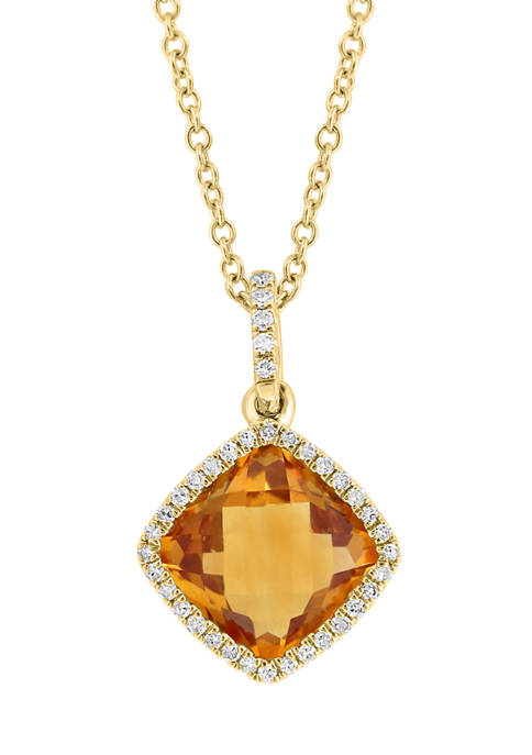 Effy® Yellow Gold Diamond and Citrine Pendant Necklace