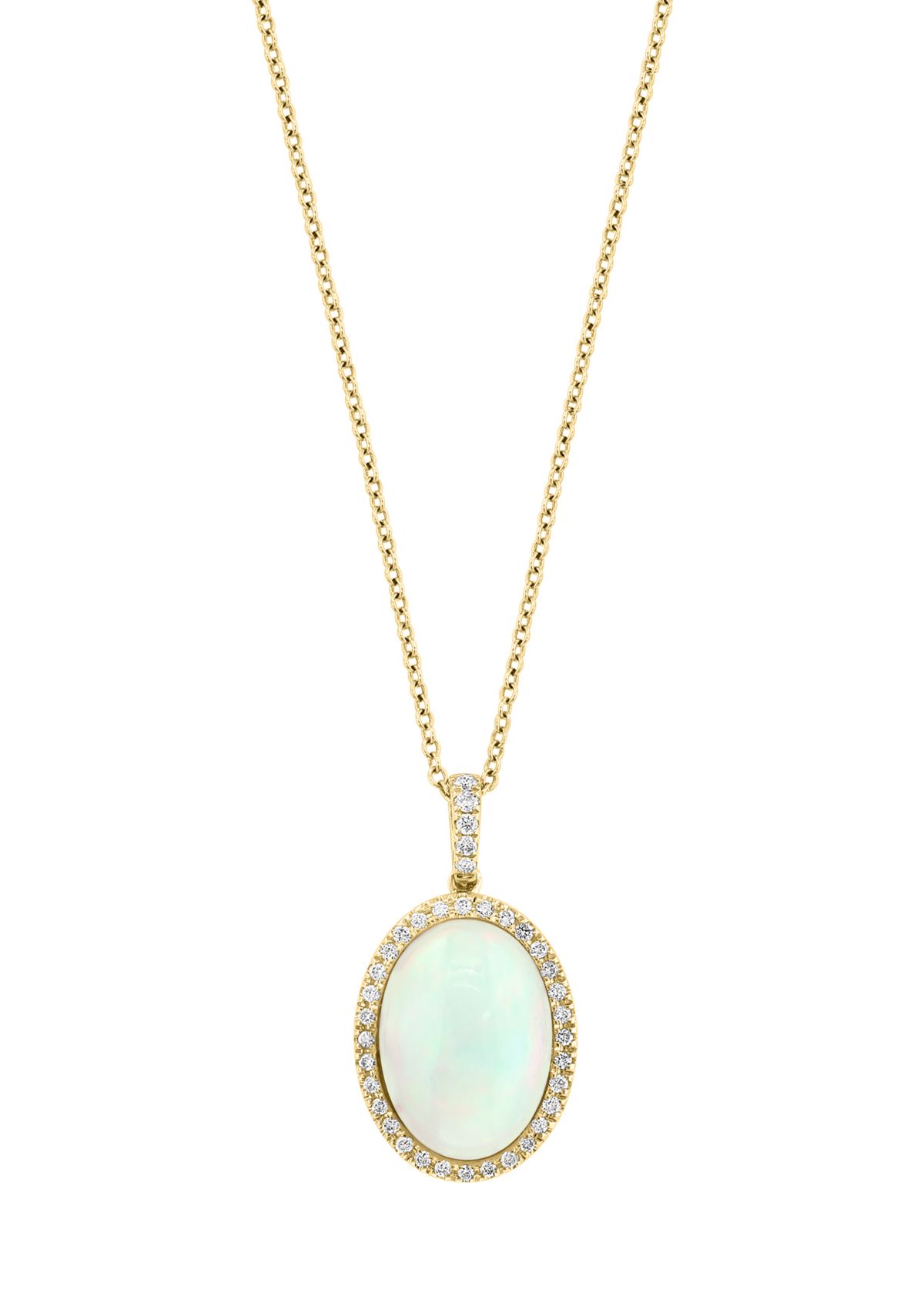 1/5 ct. t.w. Diamond, 3.85 ct. t.w. Ethiopian Opal Pendant Necklace in 14K Yellow Gold