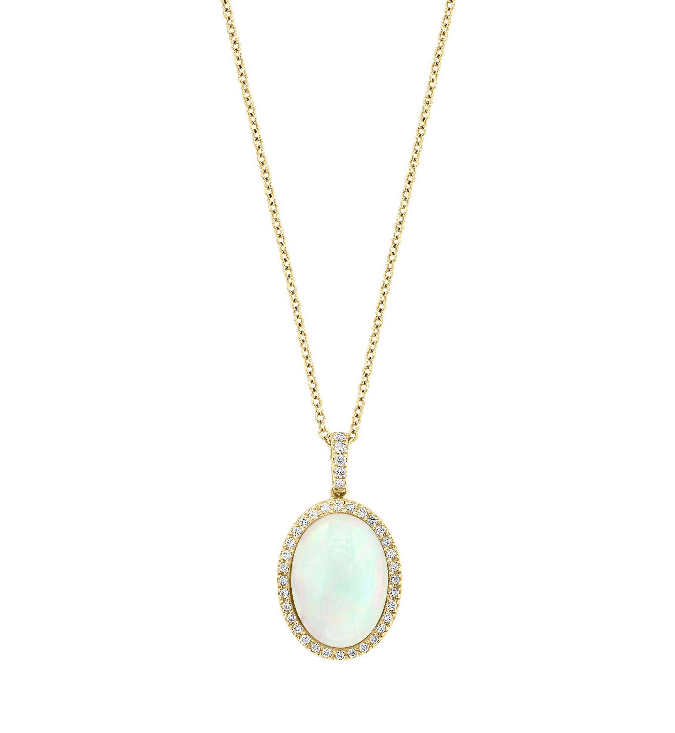 1/5 ct. t.w. Diamond, 3.85 ct. t.w. Ethiopian Opal Pendant Necklace in 14K Yellow Gold