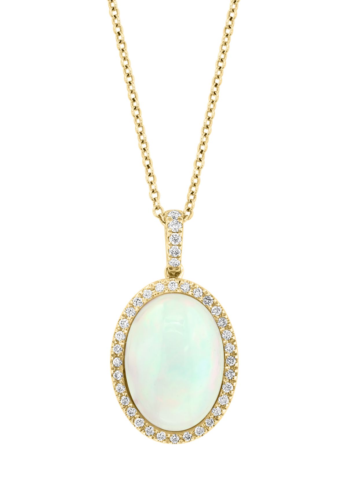 1/5 ct. t.w. Diamond, 3.85 ct. t.w. Ethiopian Opal Pendant Necklace in 14K Yellow Gold
