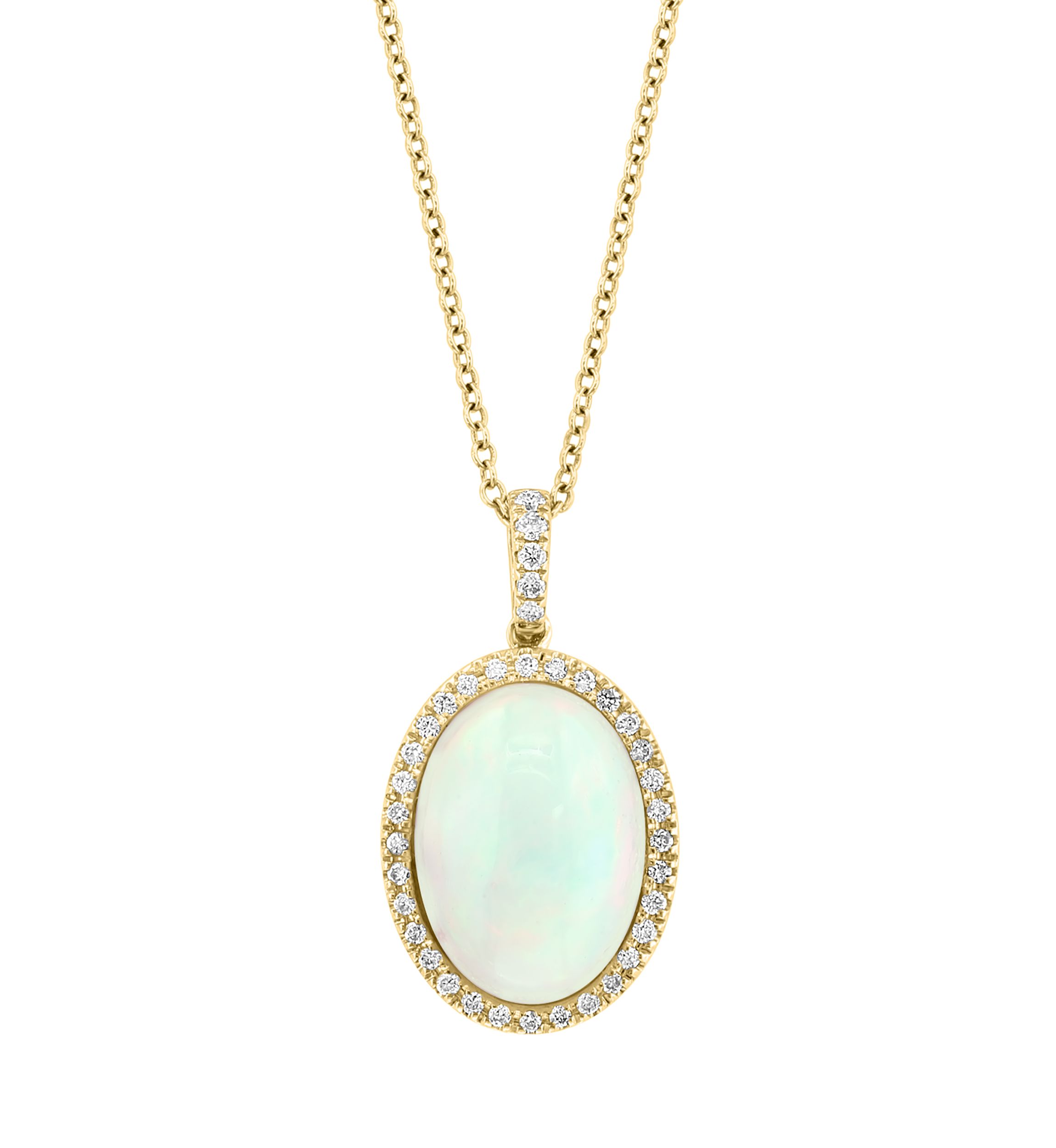1/5 ct. t.w. Diamond, 3.85 ct. t.w. Ethiopian Opal Pendant Necklace in 14K Yellow Gold