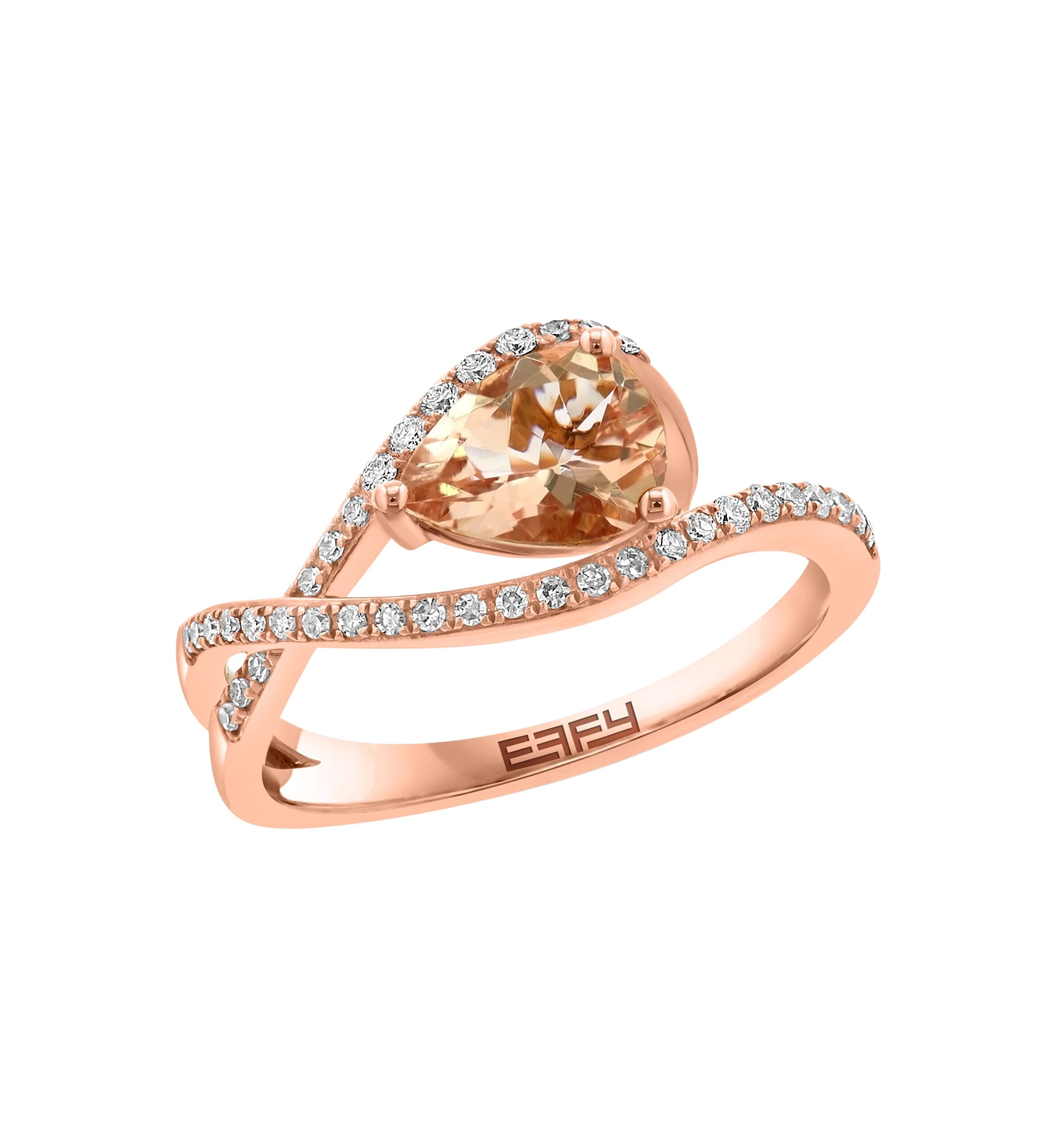 1/5 ct. t.w. Diamond, 3/4 ct. t.w. Morganite Ring in 14K Rose Gold
